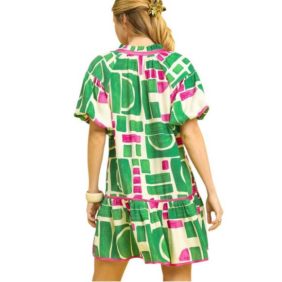 NEW UMGEE short sleeve mini dress in green - Picture 2 of 3